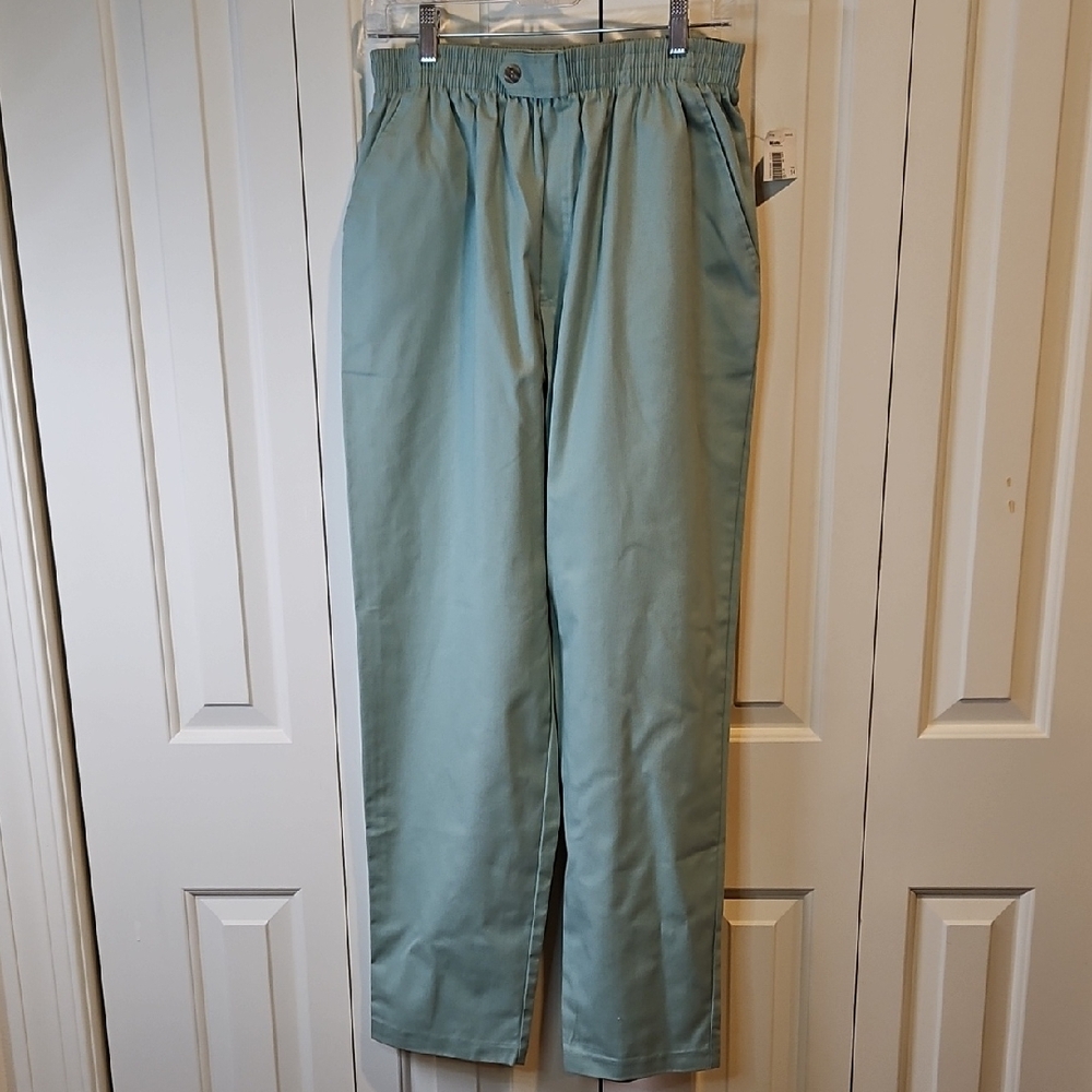VINTAGE CLASSIC ELEMENTS PANTS Green 14 elastic Waist Pockets New
